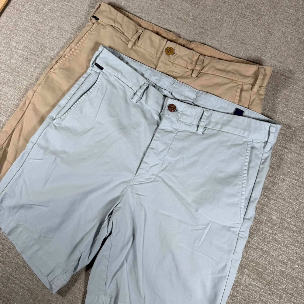 2 Pack! NEW Pennbuilt Shorts Mens 36/9 Tan Blue Bundle Stretch Chino